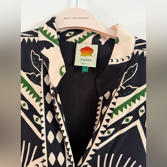 FARM Rio Black and Green Geometric Dress - Picture 2 of 3